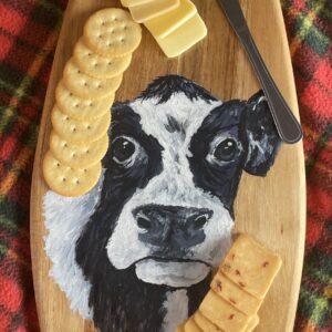 Black and white Cow oval board