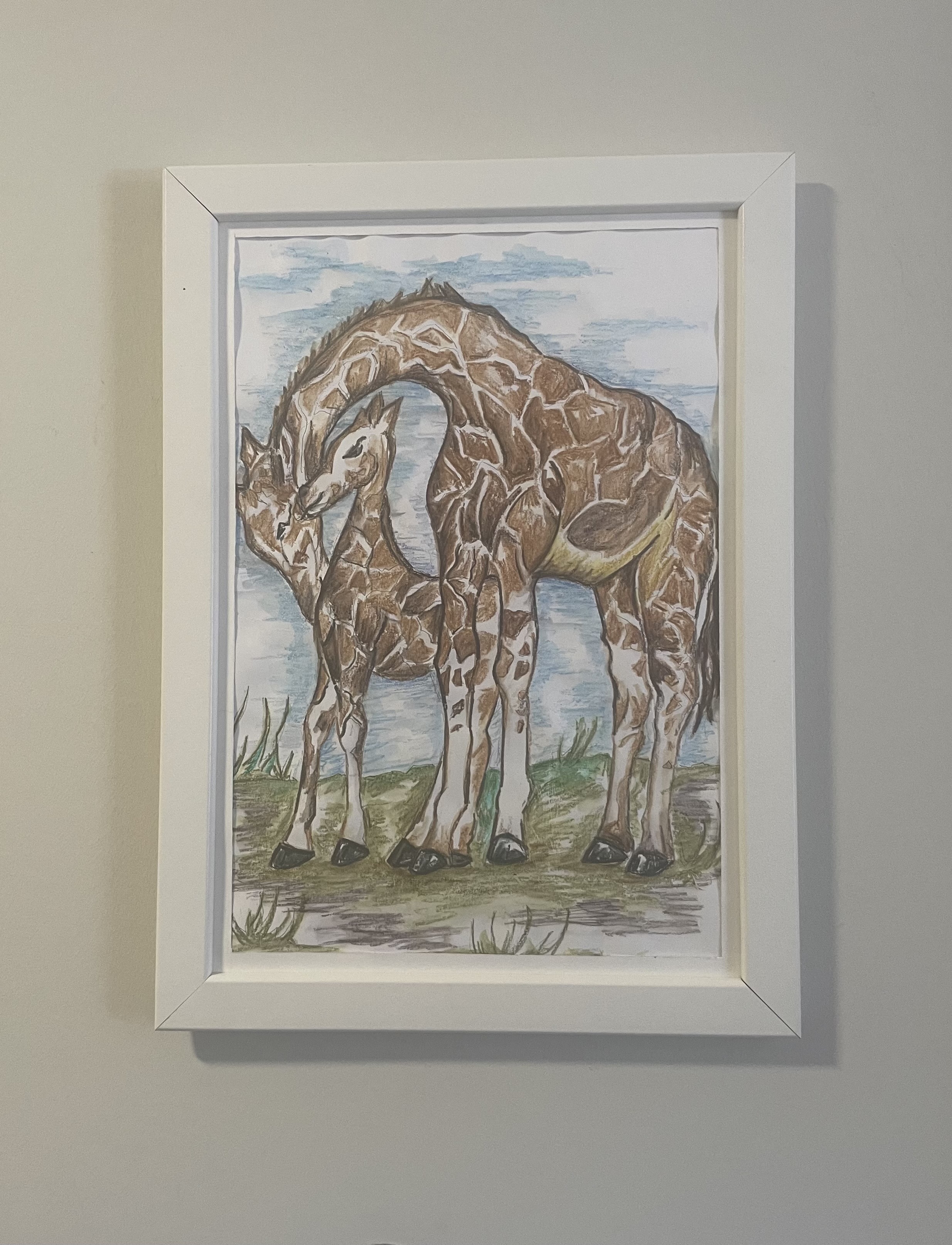 Giraffe pen and pencil original drawing - Image 3