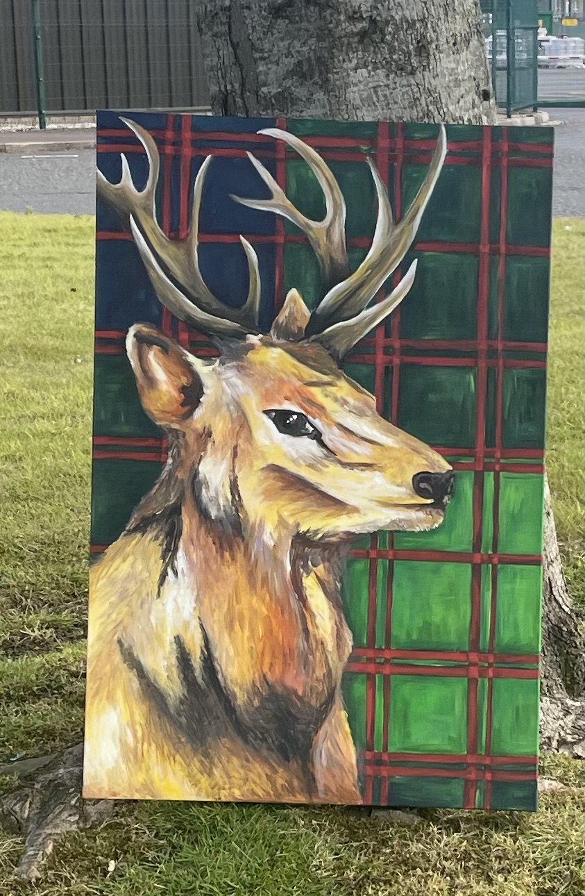 Tartan stag original painting